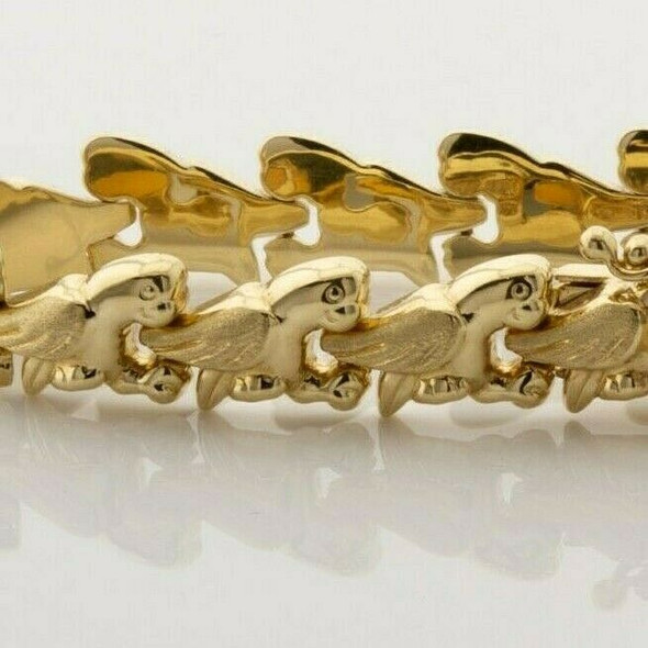 14K Yellow Gold Parrot Bracelet Italian Registered Design Circa 1990