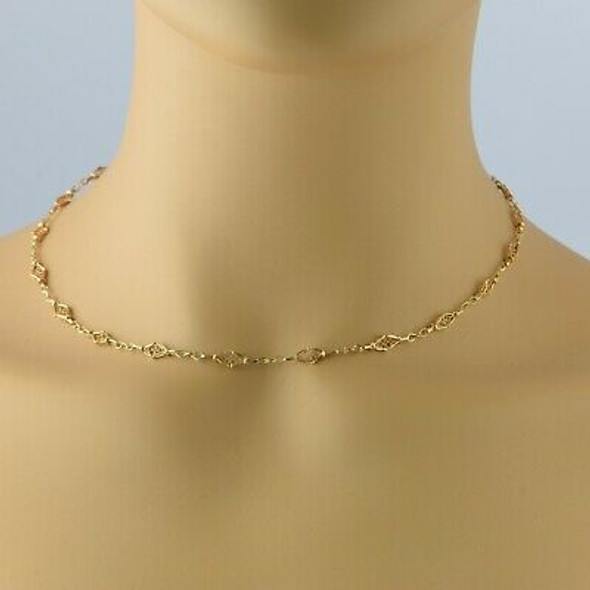 14K Yellow Gold Wire Filigree Chain 17.5 inches long