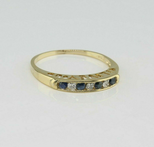 10K Yellow Gold Sapphire and Diamond Ring Size 9.25 Circa 1980