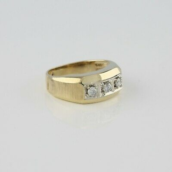 10K Yellow Gold 1/2ct TW Diamond 3 Stone HSI Ring Size 6.25 Circa 1950