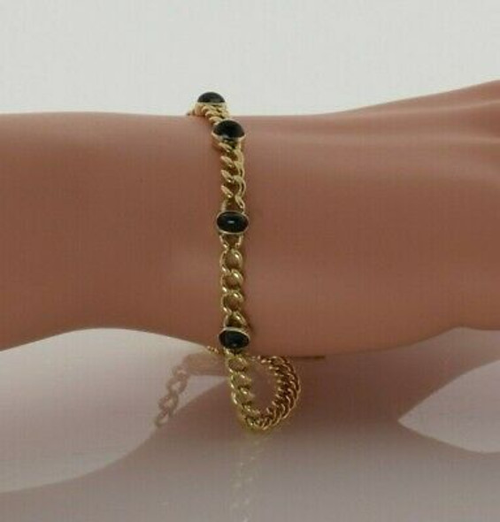 18K Yellow Gold 2 ct tw Sapphire Cabochon Bracelet 6.5 Inch Long
