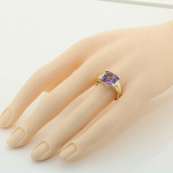 14K Yellow Gold Amethyst Ring Size 8.5, Circa 1990