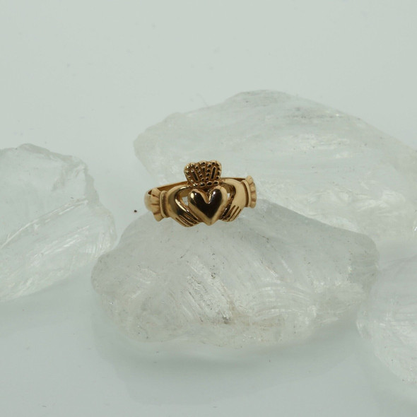 9K Rose Gold Made In Ireland Claddagh Ring, Ring size 5