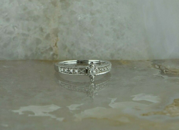 10K White Gold Marquise Diamond Promise Ring Size 7 Circa 1990