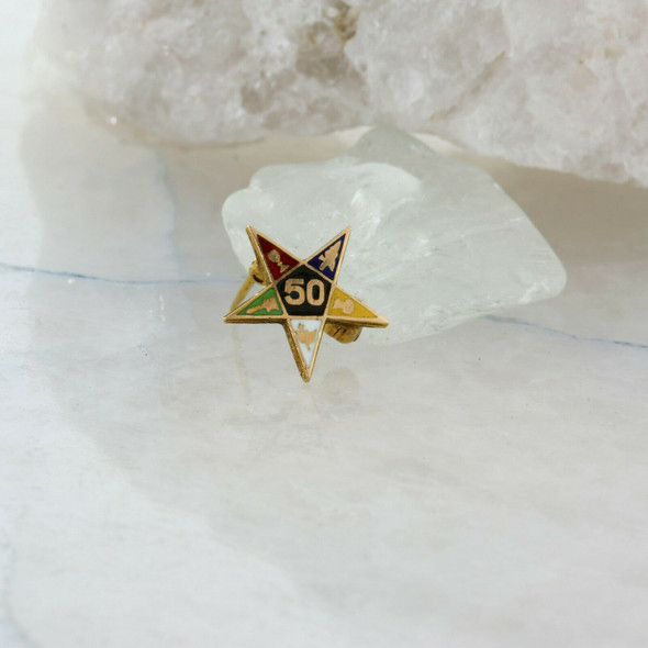 10K Yellow Gold Eastern Star Enameled Pin