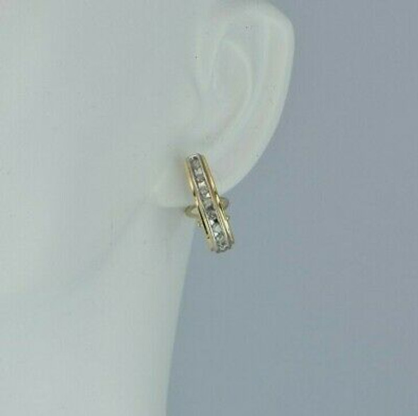 10K Yellow Gold Diamond "J" Hook Earrings Circa 1990