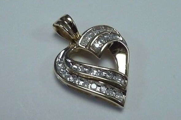 10K Yellow Gold Heart Shaped Pendant with Diamonds app. 1/2 ct. tw.