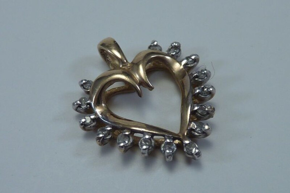 10K Yellow Gold Heart Shaped Pendant with Diamonds
