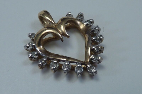 10K Yellow Gold Heart Shaped Pendant with Diamonds