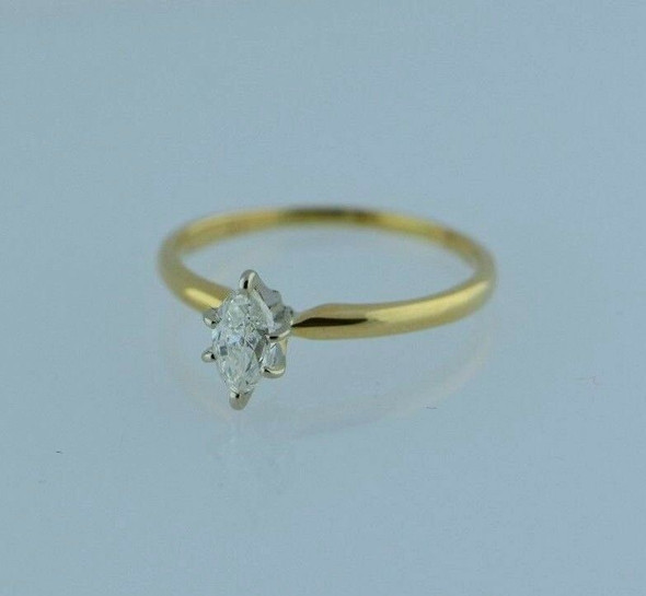 14K Yellow Gold Marquise Solitaire Engagement Ring, .61 ct., Size 8.5