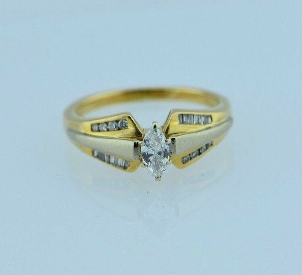 14K Yellow & White Gold Marquise Engagement Ring 2/3 ct.tw., Size 8.5