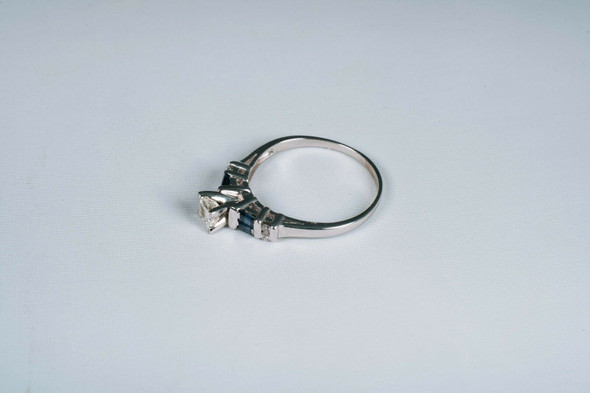 14K White Gold Diamond and Sapphire Engagement Ring app. 1ct. tw. , size 10 14K White Gold Diamond and Sapphire Engagement Ring app. 1ct. tw. , size 10