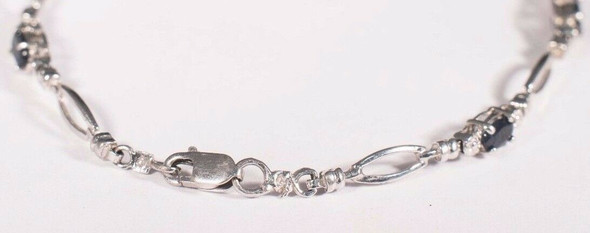 10K White Gold sapphire and Small Chip/Illusion Diamond Bracelet 7" 10K White Gold sapphire and Small Chip/Illusion Diamond Bracelet 7"