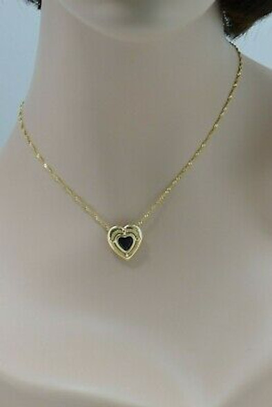 14K Yellow Gold Heart Shaped Garnet Pendant on 20" Chain