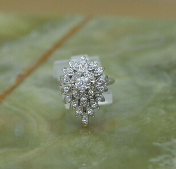 Platinum Pear Shaped Diamond Cluster Ring 1ct total weight Size 4.75 Circa 1950