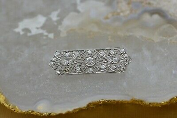 Platinum and Diamond Gem Quality Edwardian Deco Pin, Circa 1925