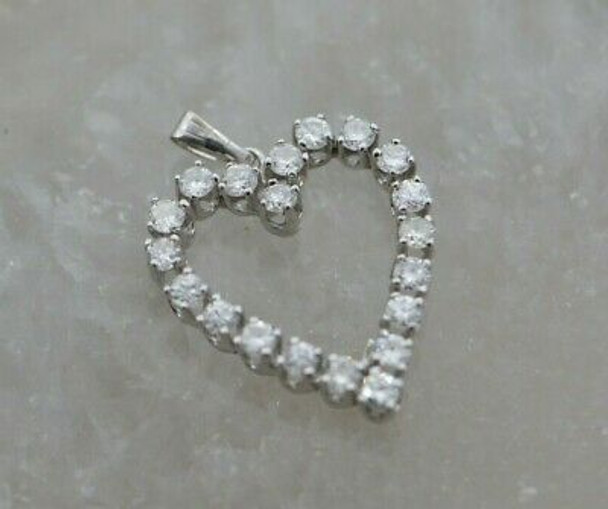 14K WG Diamond Heart Halo Pendant 1+ct tw High Quality GVS Circa 1970