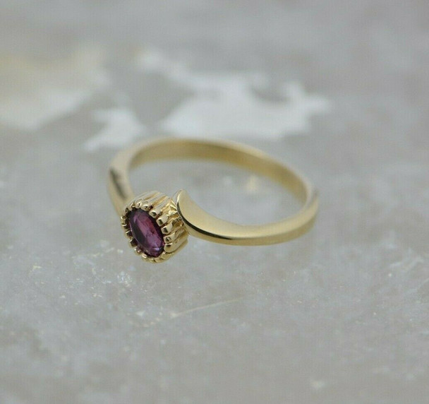 Vintage 14K Yellow Gold Pink Tourmaline Ring Size 6.25 Circa 1960