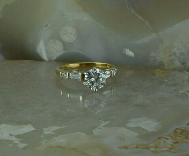 18K Yellow Gold Diamond Engagement Ring 1.02 carat Center Size 5.75 Circa 1990