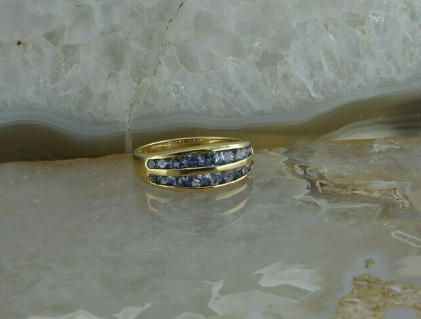 14K Yellow Gold 1ct + Tanzanite Ring Circa 1990 Size 7