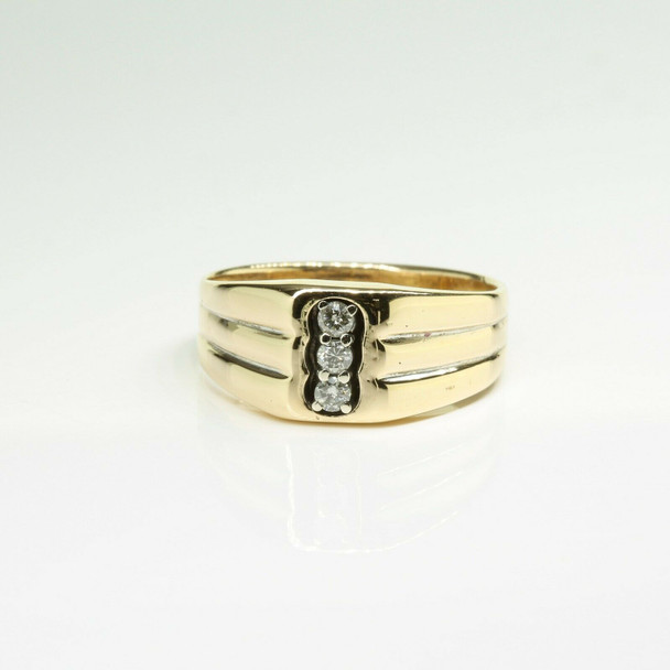 14K Yellow Gold Men's Art Deco Diamond Ring , Size 9.75 - Colonial Trading  Company