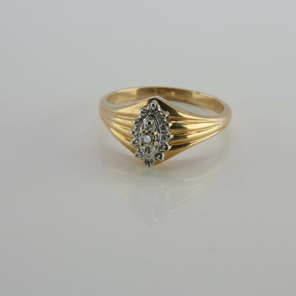 Vintage 14K Yellow Gold Marquise Shaped Diamond Ring Size 7 Circa 1960