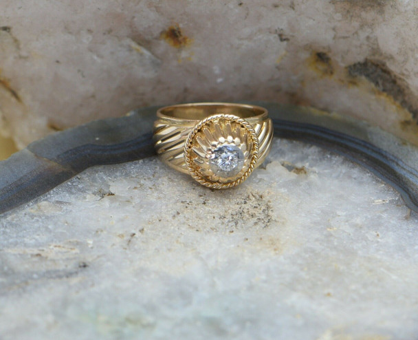 18K Yellow/Rosish Gold Diamond Ring Circa 1960, Size 7