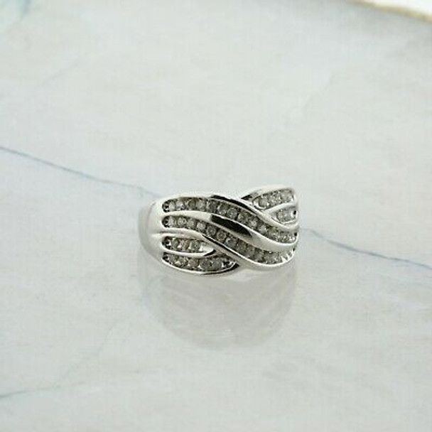 10K White Gold 1 ct tw Diamond Ring Circa 1990 Ring Size 8.5