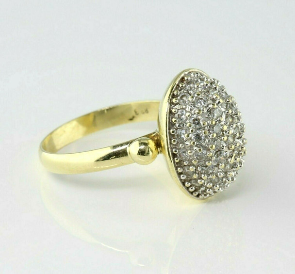 14K Yellow Gold Cubic Zirconia Cocktail Ring Size 7 Circa 1960
