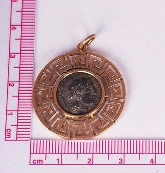 18K Rose Gold Reproduction Athena/Owl Ancient Coin Pendant