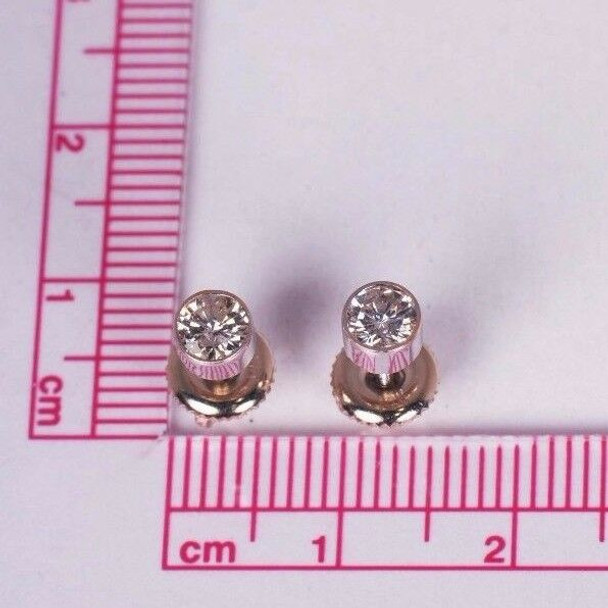 14K White Gold Diamond Stud Bezel Mount Earrings 0.75 ct.tw. H SI