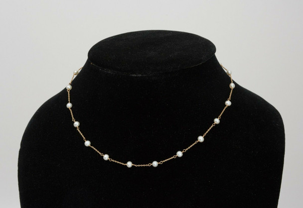 Child's 14K Yellow Gold Chain with Pearls Approx. 15" Long