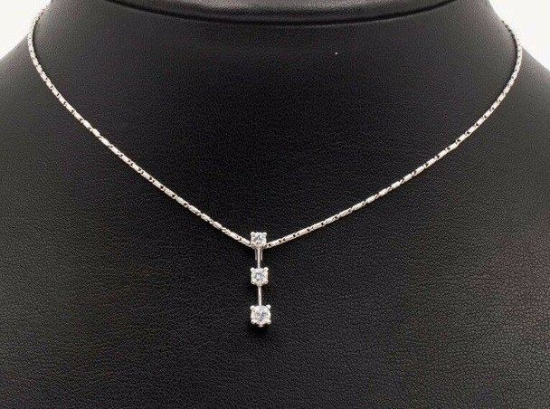 14K White Gold Necklace with 3 tired Diamond Pendant app. 2/3 ct. tw., 13" long