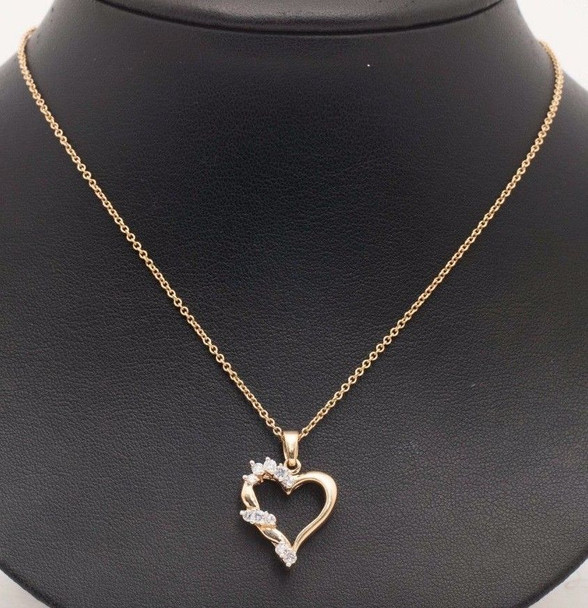 14K Yellow Gold Heart Pendant with app. 1 ct. tw. G, SI 2 Diamonds & 18" Chain