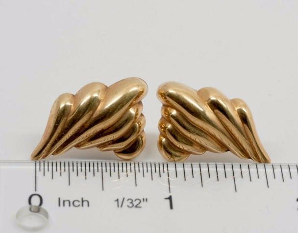 14K Yellow Gold Shrimp Design Post Earrings