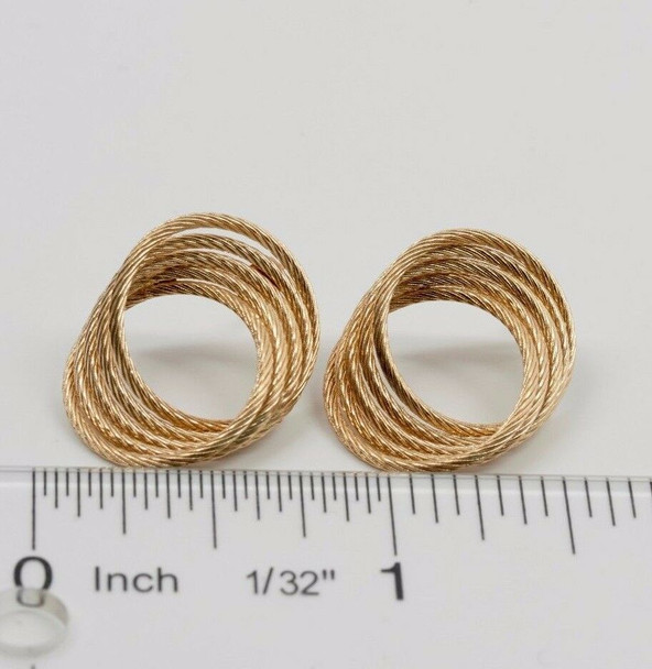 14K Yellow Gold Multi Circular Swirl Post Earrings