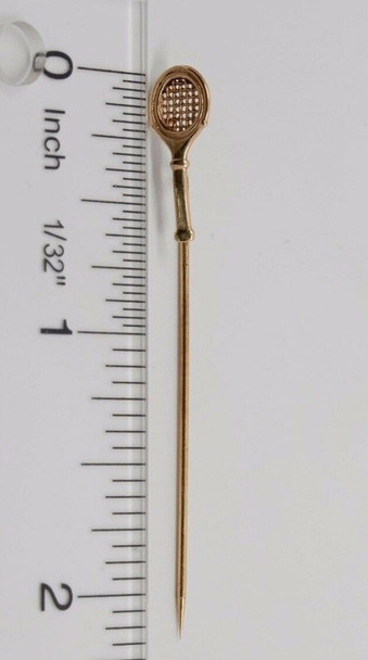 Vintage 14k Yellow Gold Stick Pin with a Tennis Racket