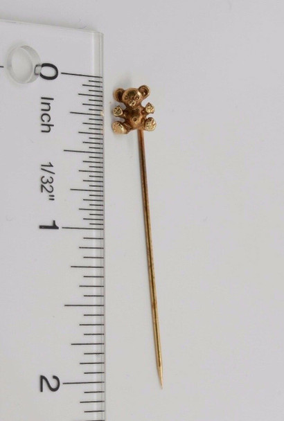 Vintage 14k Yellow Gold Stick Pin with Teddy Bear