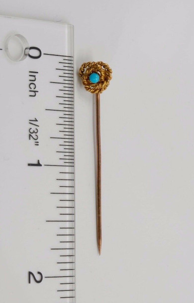 Vintage10k Yellow Gold Love Knot Stick Pin with Turquoise