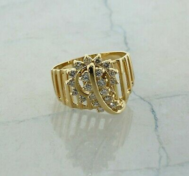 Vintage 14K Yellow Gold 1.25 ct tw Diamond Spinner Ring Size 7 Circa 1960