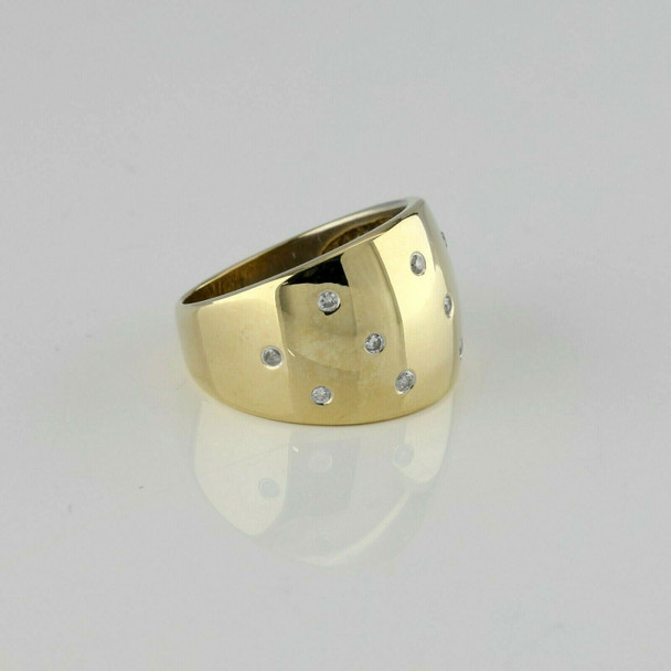 14K Yellow Gold Round Diamond Domed Ring Size 8.5 Circa 1980