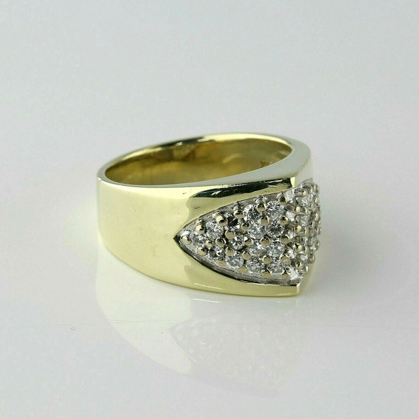 14K Yellow Gold 1ct Diamond Pave Ring Size 7.75 Circa 1970