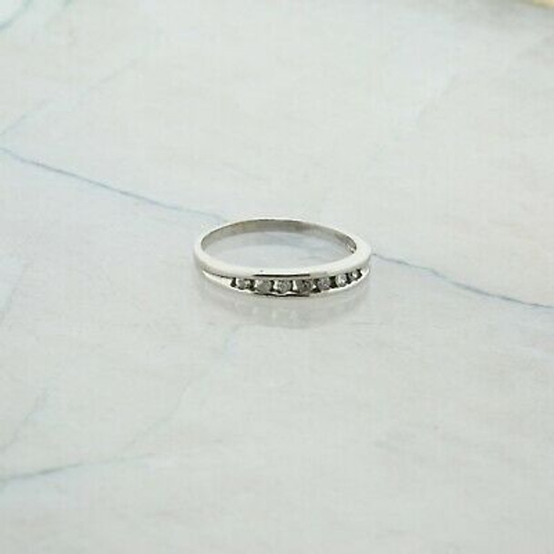 10K White Gold 1/4 ct TW Diamond Band Circa 1980 Size 7