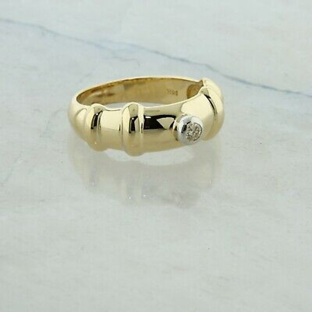 14K White and Yellow Gold Diamond Ring Size 6.5, Circa 1990