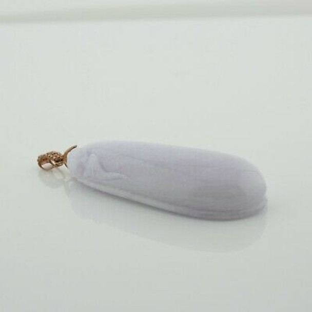 Fine Lavender Jadeite Egg Plant Pendant Naturalistically Carved Circa 1990