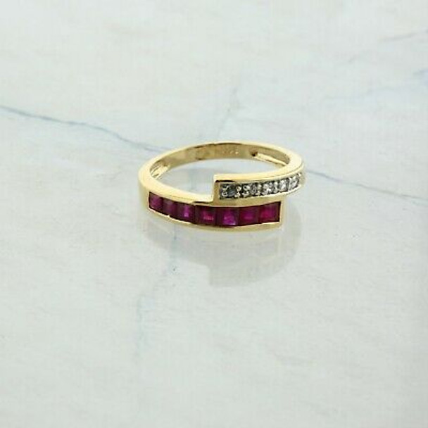 14K Yellow Gold 1 ct + tw Ruby and White Sapphire Ring Size 7 Circa 1980