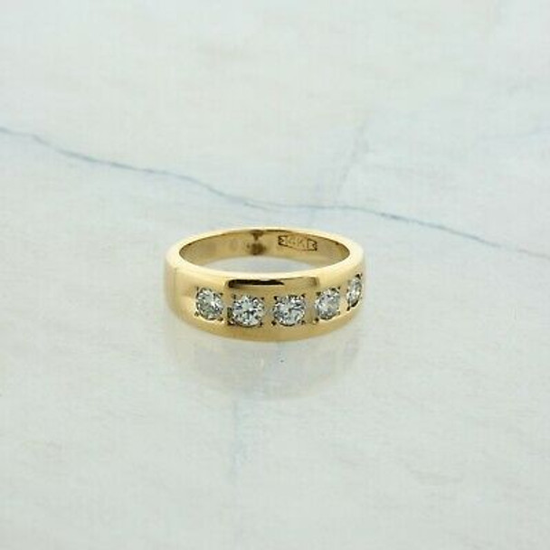 14K Yellow Gold 1/2 ct tw Thick Diamond Tapered Band Size 5 Circa 1960