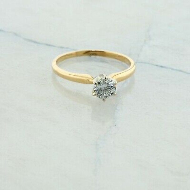 Vintage 14K Yellow Gold 0.60 ct Diamond Solitaire Ring Size 7.25