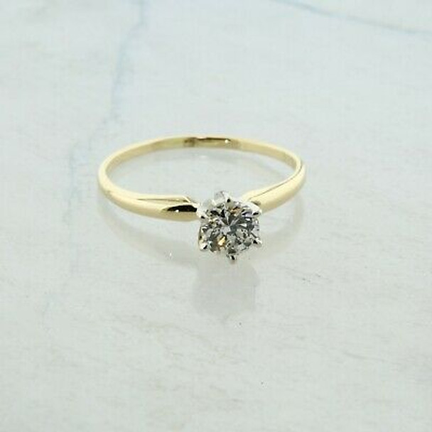 14K Yellow Gold 1/2 ct Diamond Solitaire Ring Size 6.5