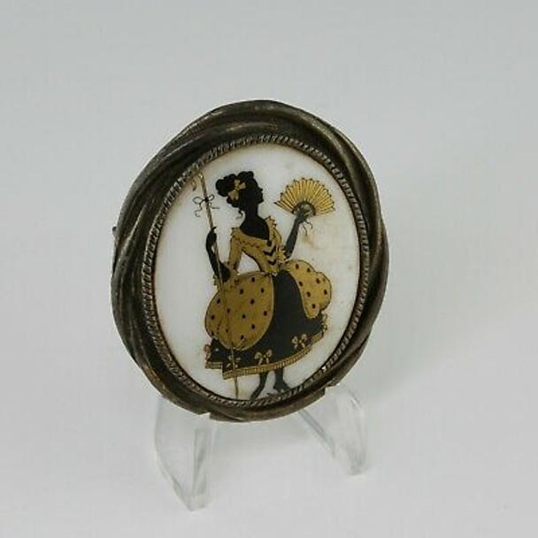 Vintage Porcelain Art Deco Brooch Pin Circa 1960